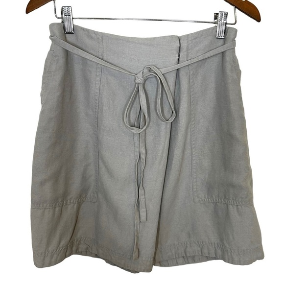 Aritzia Wilfred Vichy Mini Skirt Linen In Grey Color - Picture 2 of 10